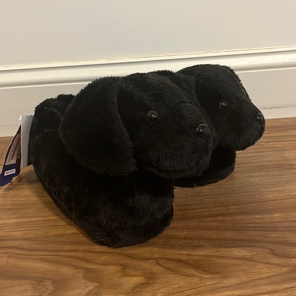 Black dog slippers!